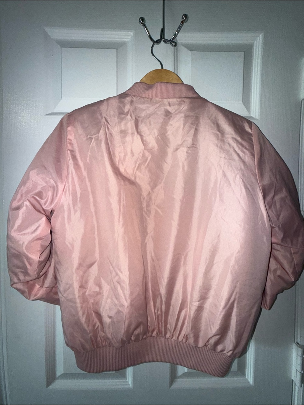 TAXI Pink Bomber Jacket‎ Burgundy Stripe Zip Front Lightweight Size Large - Picture 4 of 9